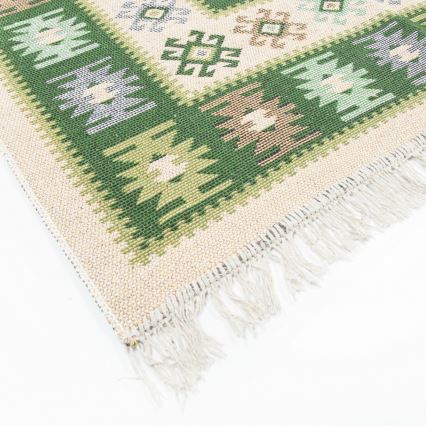 Alfombra oriental reversible KILIM 80x150 cm verde/beige