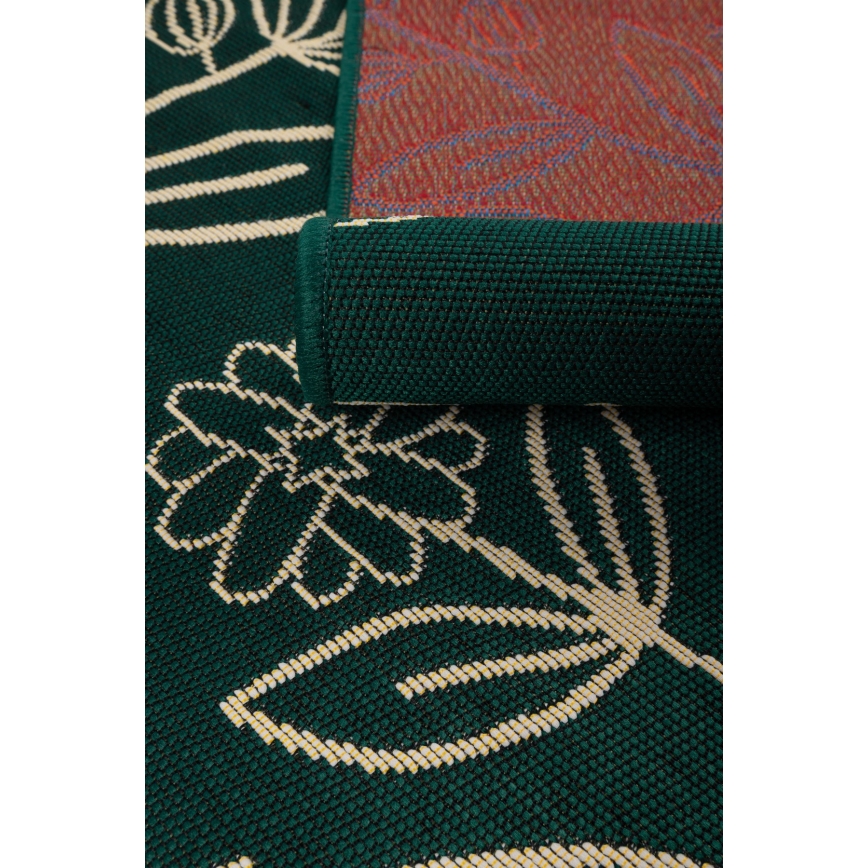 Alfombra para exterior JUNGLE 120x170 cm verde/estampado de hojas