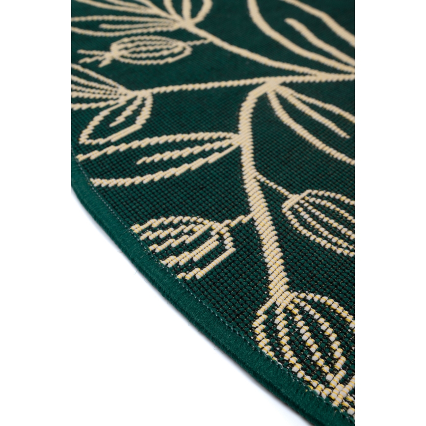Alfombra para exteriores JUNGLE 135 cm verde/estampado de hojas