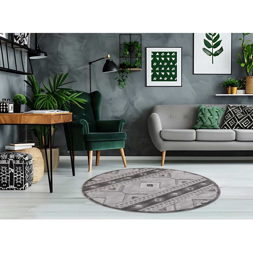Alfombra redonda de exterior CHIARA, 120 cm — gris