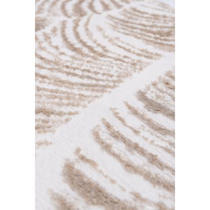 Alfombra redonda SALAMANCA 100 cm beige/blanco/motivo de hojas