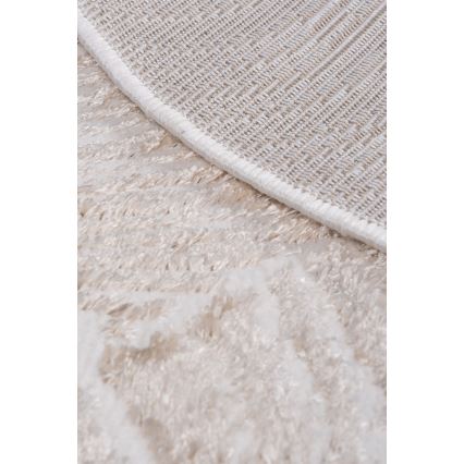Alfombra redonda SALAMANCA 100 cm beige/blanco/motivo de hojas