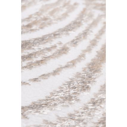 Alfombra redonda SALAMANCA 100 cm beige/blanco/motivo de hojas