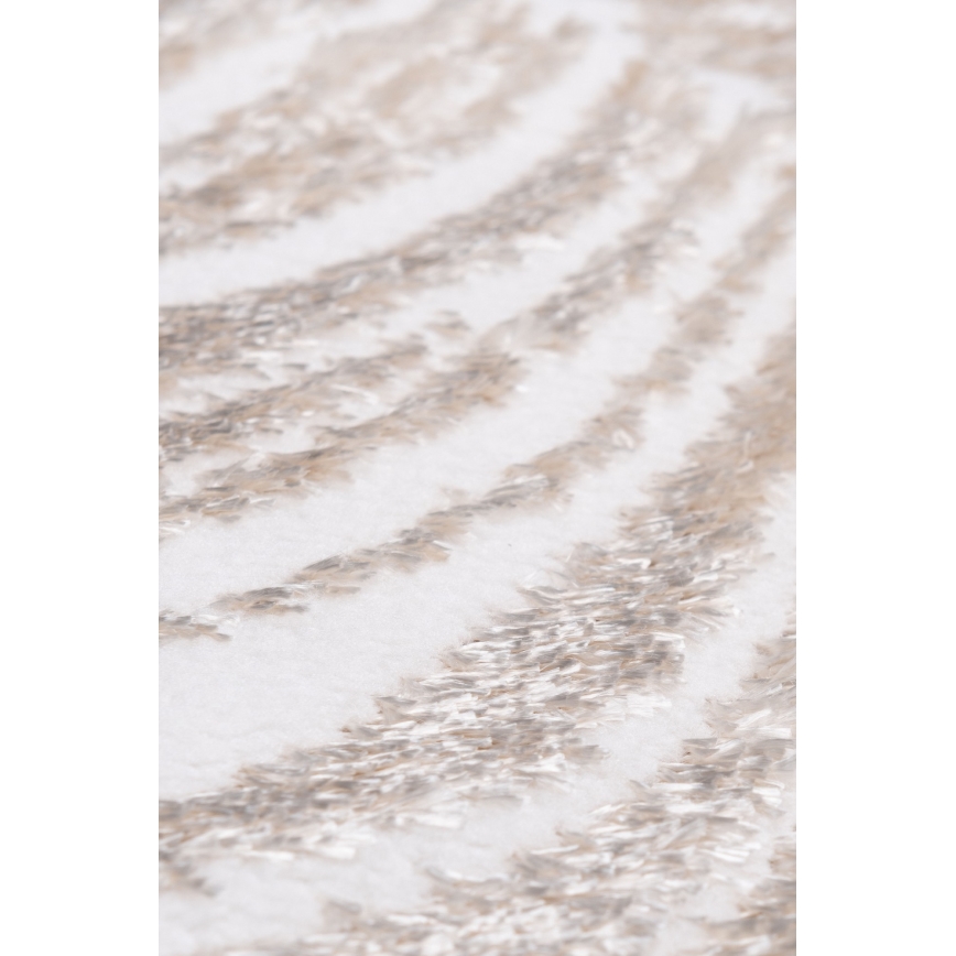 Alfombra redonda SALAMANCA 100 cm beige/blanco/motivo de hojas