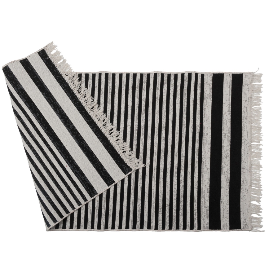 Alfombra reversible KILIM GOLD 80x150 cm negra/blanca