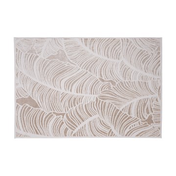 Alfombra SALAMANCA 67x120 cm beige/blanco con estampado de hojas