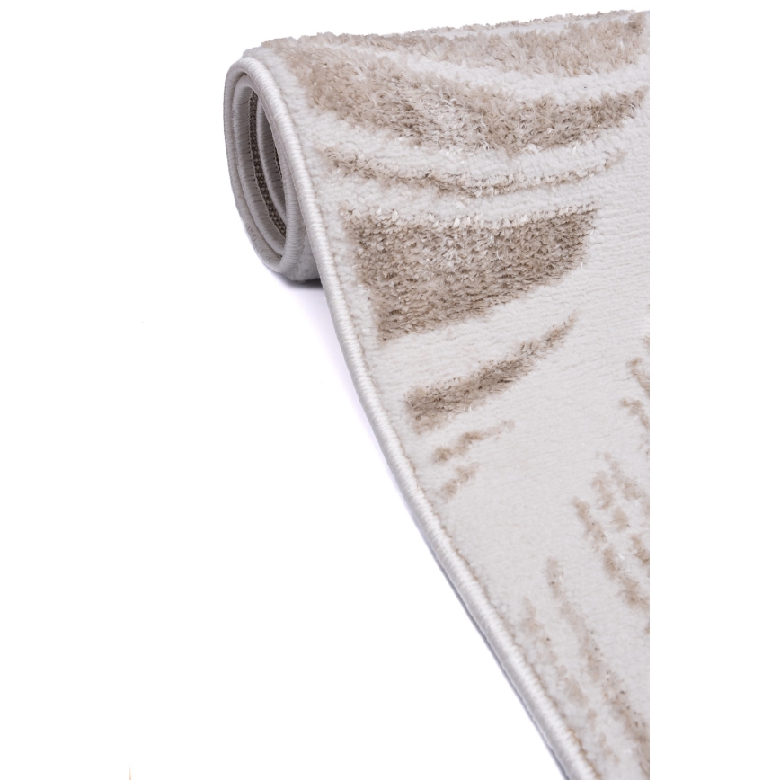 Alfombra SALAMANCA 67x120 cm beige/blanco con estampado de hojas