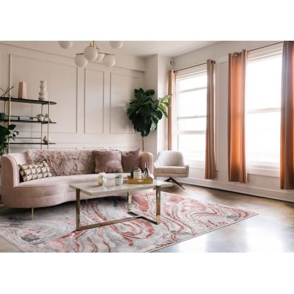 Alfombra STONE 160x220 cm rosa/gris