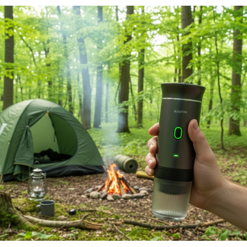 Aligator ACM002 - Cafetera portátil recargable PortaCaffé 3 en 1 72W/7500 mAh gris