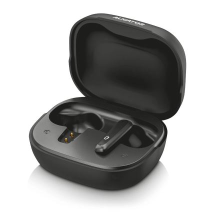 Aligator ATR10BK - Auriculares inalámbricos con traductor 2 en 1 Pods Translate, 470 mAh + 2x 40 mAh, negros