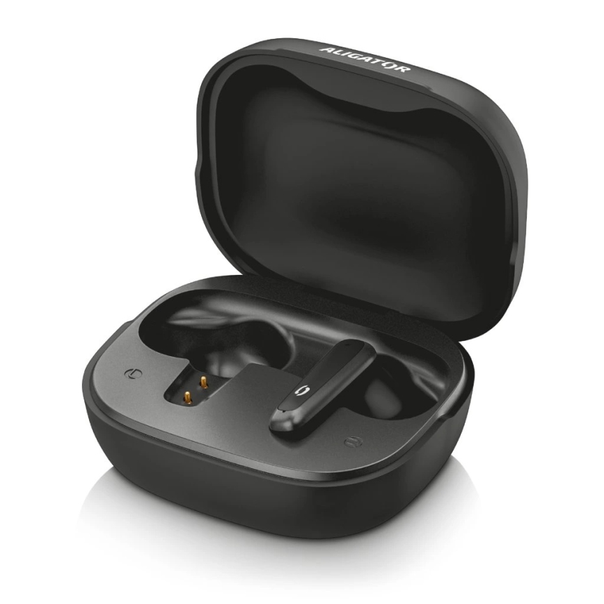 Aligator ATR10BK - Auriculares inalámbricos con traductor 2 en 1 Pods Translate, 470 mAh + 2x 40 mAh, negros
