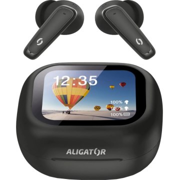Aligator ATR10BK - Auriculares inalámbricos con traductor 2 en 1 Pods Translate, 470 mAh + 2x 40 mAh, negros