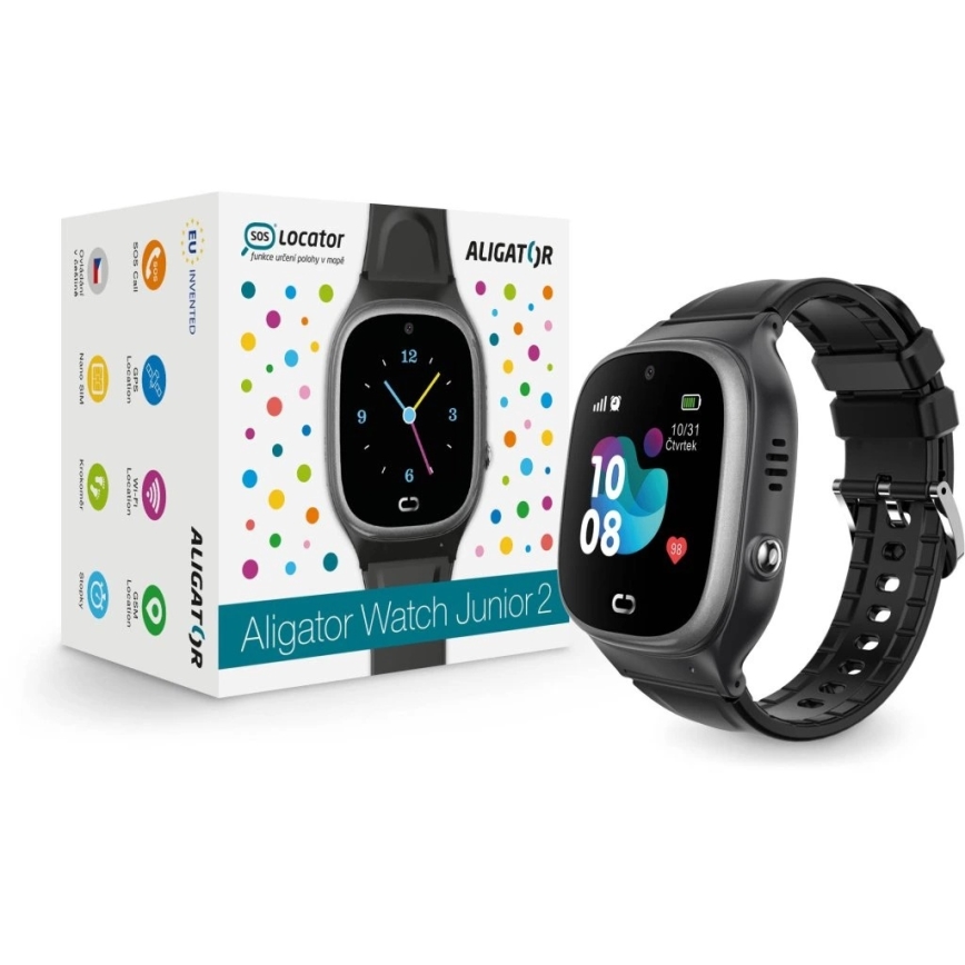 Aligator AW11BK - Reloj inteligente Watch Junior 2, 450 mAh, IP67, Wi-Fi, negro