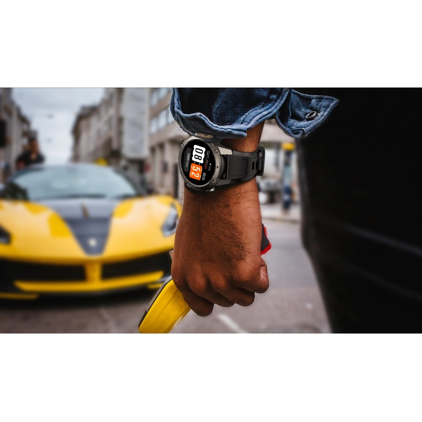 Aligator AW12BK - Reloj inteligente con GPS, batería 500 mAh, IP69K, negro