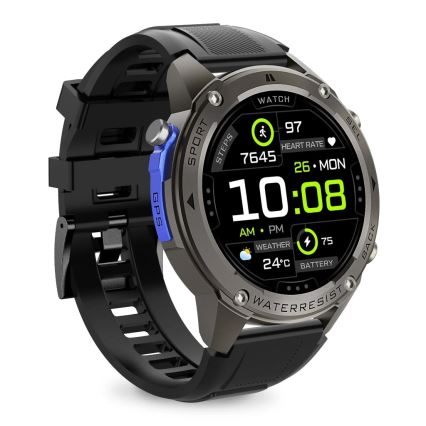 Aligator AW12BK - Reloj inteligente con GPS, batería 500 mAh, IP69K, negro
