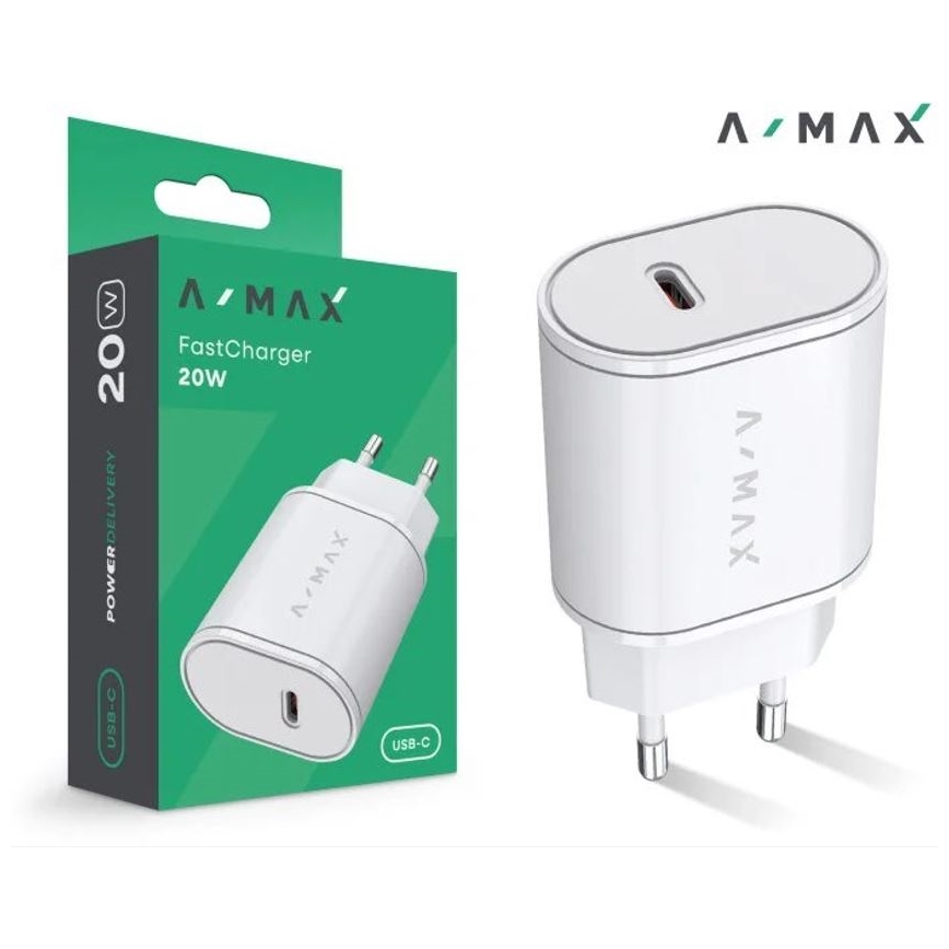 Aligator AX0001V - Adaptador de carga rápida A-MAX Power Delivery 20W USB-C, blanco