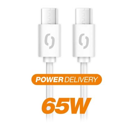 Aligator DATKP59 - cable USB-C a USB-C, 65 W Power Delivery, 2,5 m, blanco