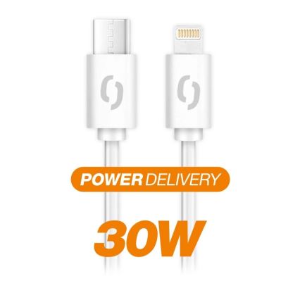 Aligator DATKP61 - cable USB USB-C / Lightning 30W Power Delivery 2,5m blanco