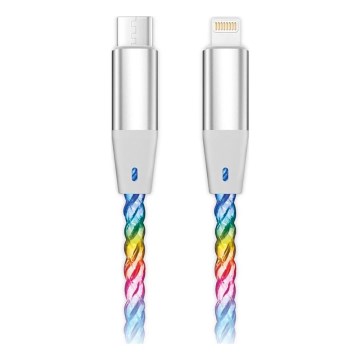 Aligator DATKP63 - cable USB USB-C / Lightning con iluminación LED, 30W Power Delivery, 1,2 m