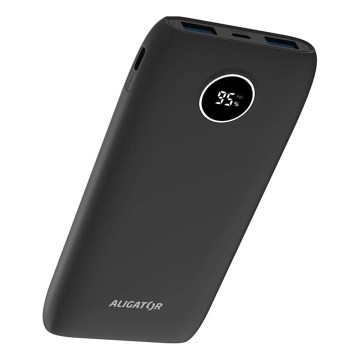 Aligator PBPD10BK - Batería externa con pantalla LCD y Power Delivery 10000 mAh/20W/3,7V, color negro