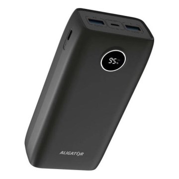 Aligator PBPD30BK - Batería externa con pantalla LCD, Power Delivery, 30000 mAh / 20 W / 3,7 V, negra