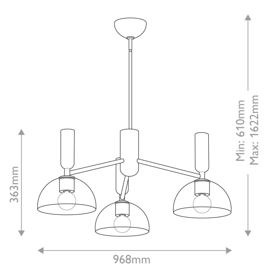 Alora Mood - Lámpara de araña JUDE 3xE27/60W/230V 96,8 cm latón