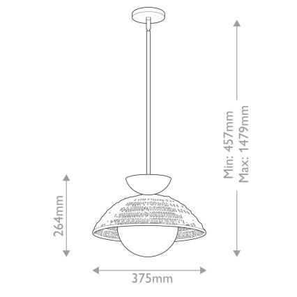 Alora Mood - Lámpara colgante con varilla PERTH 1xE27/60W/230V Ø 37,5 cm negra