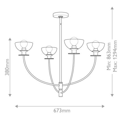 Alora Mood - Lámpara de techo con varilla SYLVIA 4xE14/40W/230V negra