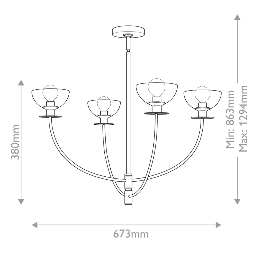 Alora Mood - Lámpara de techo con varilla SYLVIA 4xE14/40W/230V negra