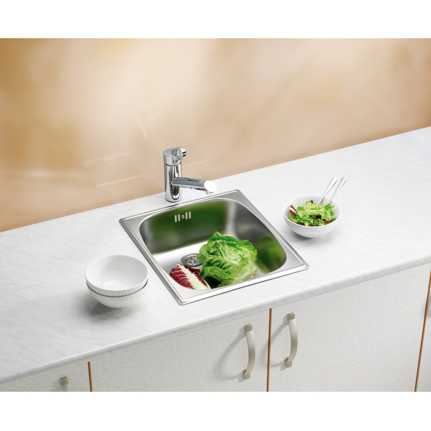 ALVEUS 1082195 - Fregadero de cocina BASIC 44x38 cm acero inoxidable/satinado, desagüe grande