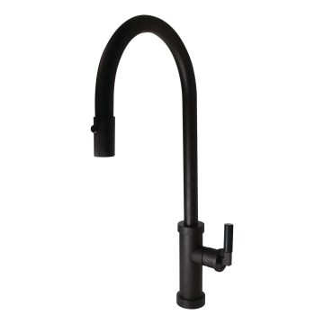 ALVEUS 1132179 - Grifo de fregadero con rociador extraíble NERINA 46,8 cm acero inoxidable/negro