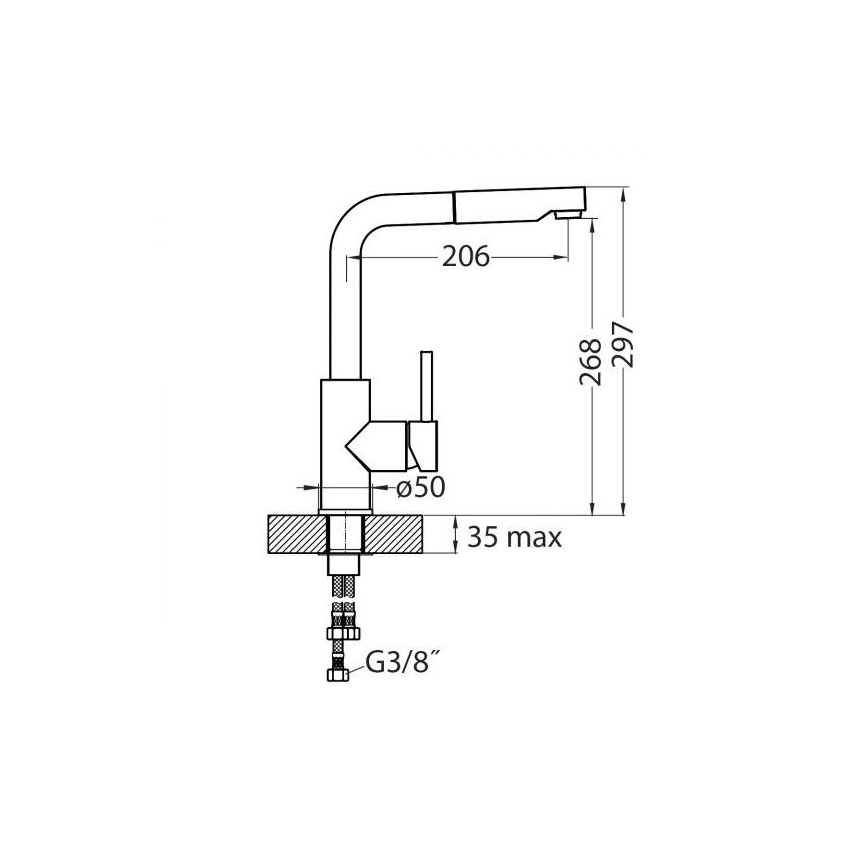 ALVEUS 1135365 - Grifo de fregadero con rociador extraíble SARA 29,7 cm acero inoxidable