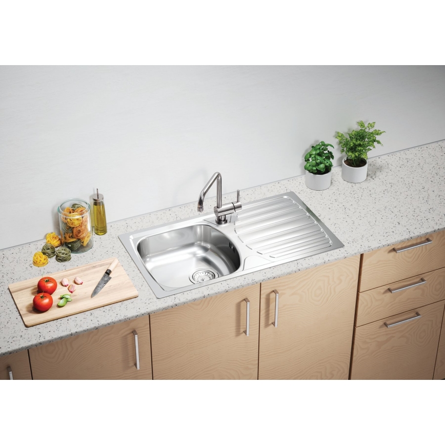 ALVEUS 1136539 - Fregadero de cocina BASIC 78x43,5 cm acero inoxidable/satinado, desagüe grande
