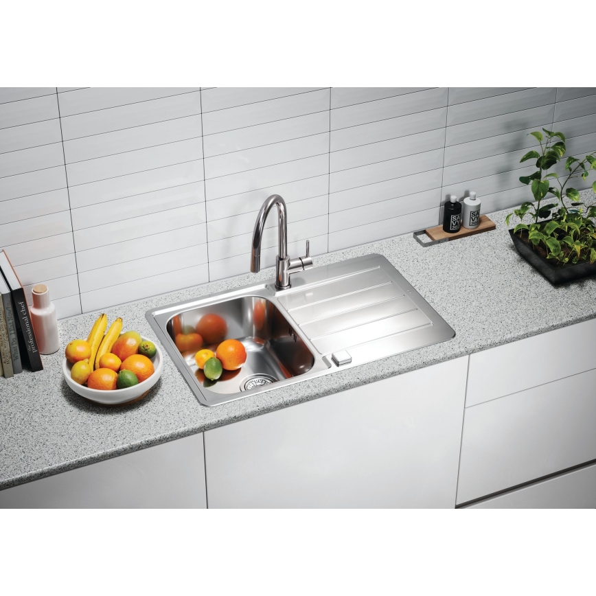 ALVEUS 1136608 - Fregadero de cocina LINE 79x50 cm acero inoxidable satinado, sin excéntrico