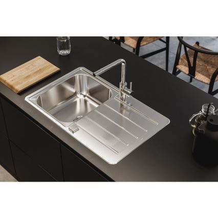 ALVEUS 1136608 - Fregadero de cocina LINE 79x50 cm acero inoxidable satinado, sin excéntrico