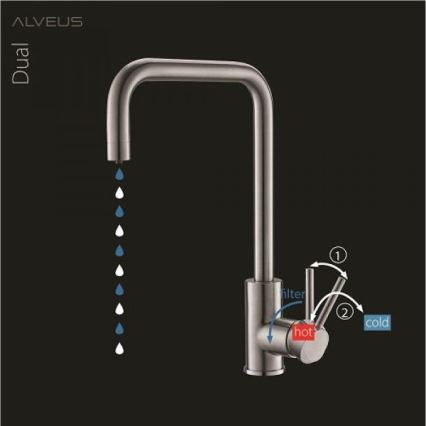 ALVEUS 1139812 - Grifo de fregadero DUAL 37 cm granito/negro