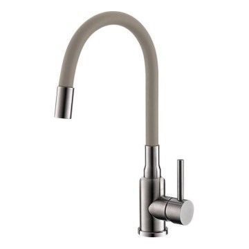 ALVEUS 1144429 - Grifo para fregadero con caño flexible MINTAS 34 cm acero inoxidable/beige