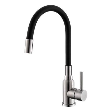 ALVEUS 1144432 - Grifo para fregadero con caño flexible MINTAS 34 cm acero inoxidable/negro