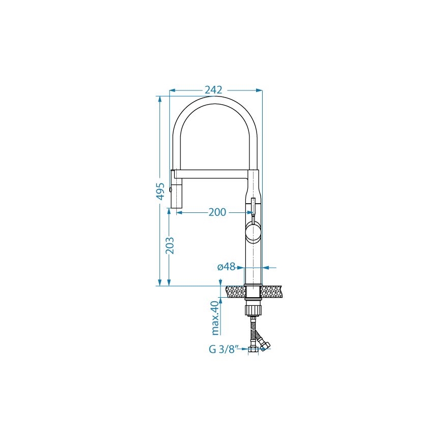 ALVEUS 1150892 - Grifo de fregadero con caño flexible y ducha MIRAGE 49,5 cm satinado