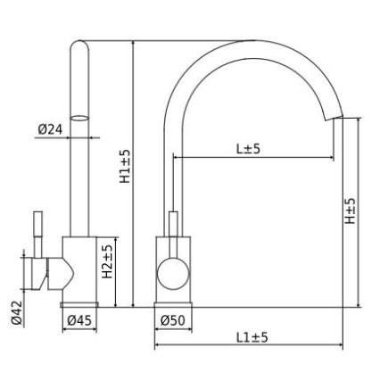ALVEUS ES3508A - Grifo para fregadero VIOLA 36,7 cm, acero inoxidable