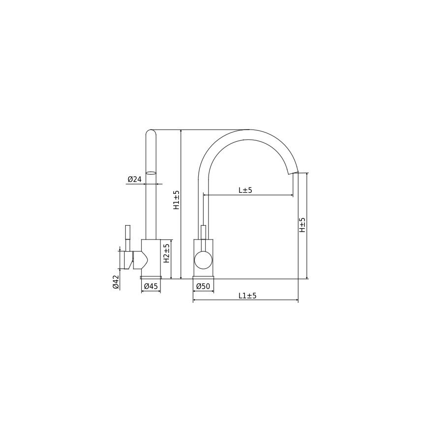 ALVEUS ES3508A - Grifo para fregadero VIOLA 36,7 cm, acero inoxidable