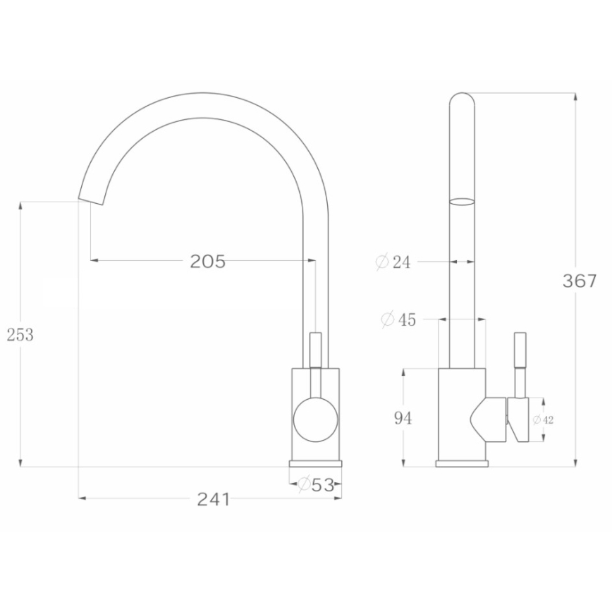 ALVEUS ES3508AE - Grifo para fregadero VIOLA 36,7 cm, acero inoxidable cepillado