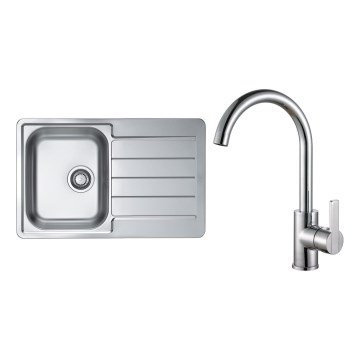 ALVEUS SET0026 - Fregadero de cocina LINE 79x50 cm + grifo de cocina TONIA 29,5 cm cromo satinado/brillante