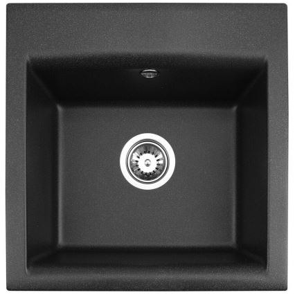 ALVEUS SETA23193 - Fregadero de cocina ATROX 50x50 cm + grifo de cocina con caño flexible MINTAS 34 cm granito/negro mate