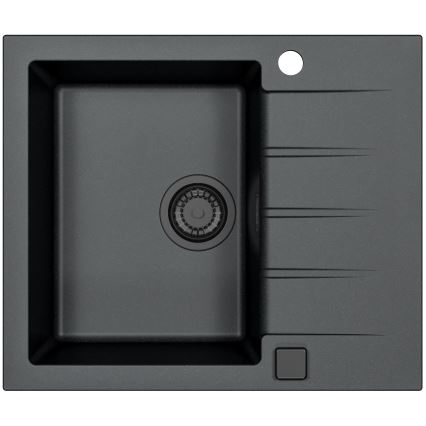 ALVEUS SETA23230 - Fregadero de cocina CADIT 59x50 cm + grifo para fregadero con caño flexible MINTAS 34 cm granito/negro mate