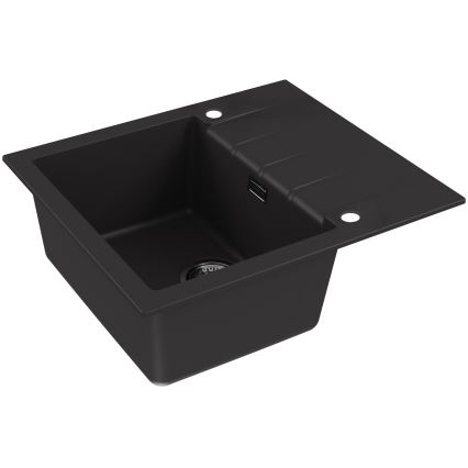 ALVEUS SETA23230 - Fregadero de cocina CADIT 59x50 cm + grifo para fregadero con caño flexible MINTAS 34 cm granito/negro mate