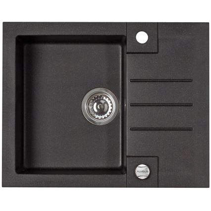 ALVEUS SETA23236 - Fregadero de cocina ROCK 59,5x47,5 cm + grifo para fregadero con caño flexible MINTAS 34 cm granito/mate negro
