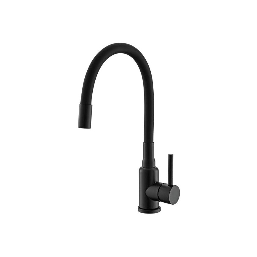 ALVEUS SETA23236 - Fregadero de cocina ROCK 59,5x47,5 cm + grifo para fregadero con caño flexible MINTAS 34 cm granito/mate negro
