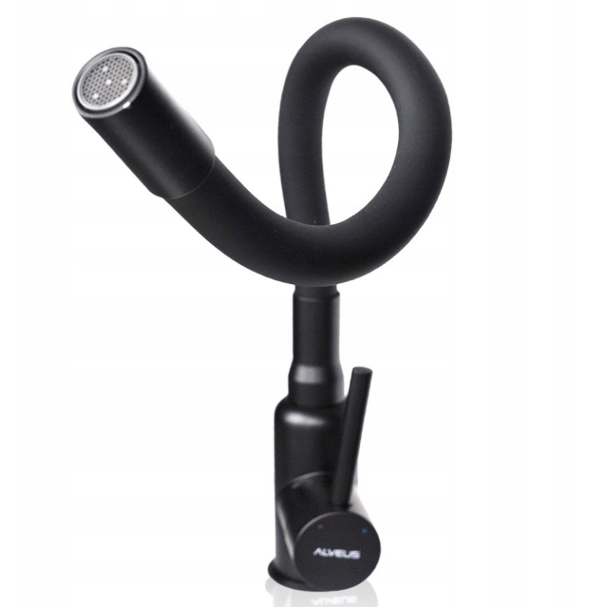 ALVEUS SETA23236 - Fregadero de cocina ROCK 59,5x47,5 cm + grifo para fregadero con caño flexible MINTAS 34 cm granito/mate negro