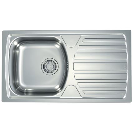 ALVEUS SETA259 - Fregadero de cocina BASIC 78x43,5 cm + grifo para fregadero RIVIERA 14,8 cm, acabado satinado/cromo brillante